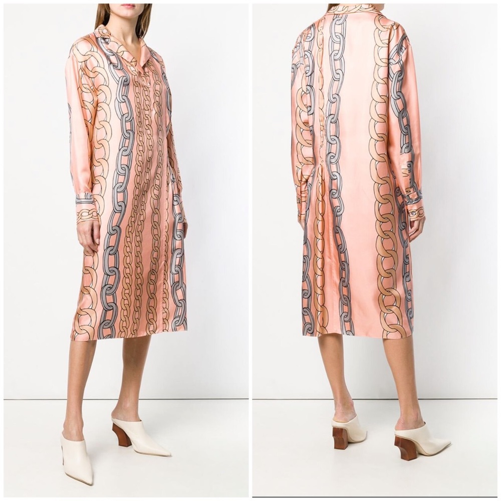 MARNI Chain Print Silk Dress Pleated - Picture 5 of 14